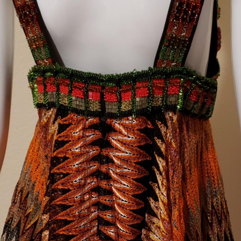 MISSONI (Italy) Beaded Multi-Color Mini Dress - Picture 5 of 7
